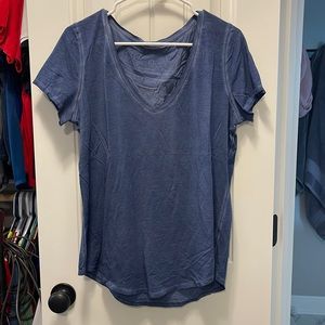 Lululemon blue distressed v neck tshirt